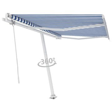 Vidaxl Samostojeća automatska tenda 300 x 250 cm plavo-bijela