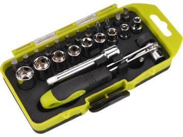 Extol Craft Odvijač s čegrtaljkom (53090) s glavama i vrhovima, set od 23 komada, CrV