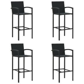 Vidaxl Barske stolice, set od 4, crne, PE ratan