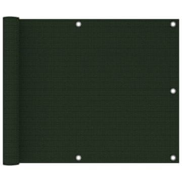 Vidaxl Balkonski zastor tamnozeleni 75 x 500 cm HDPE