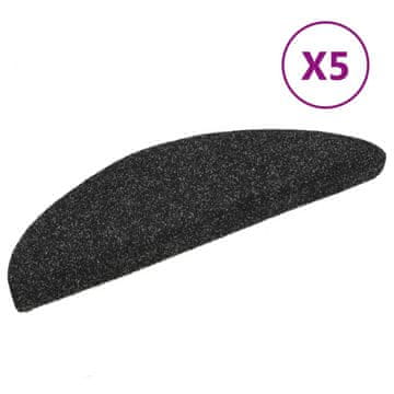 Vidaxl Samoljepljive prostirke za stepenice 5 kom 56x17x3 cm Crne poluokrugle