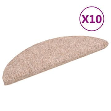 Vidaxl Samoljepljive prostirke za stepenice 10 kom 56x17x3 cm svijetlosmeđe poluokrugle