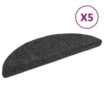 Vidaxl Samoljepljive prostirke za stepenice 5 kom 56x17x3 cm tamnosive polukružne