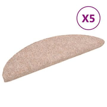 Vidaxl Samoljepljive prostirke za stepenice 5 kom 56x17x3 cm svijetlosmeđe poluokrugle