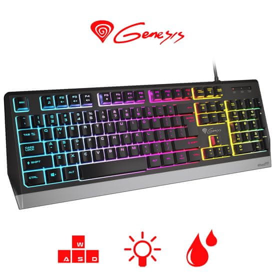 Genesis Rhod 300 RGB gaming tipkovnica, Membrana, Anti-Ghosting, SAD