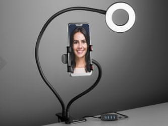  Tracer LED selfie svjetiljka s držačem za telefon, crna 