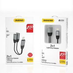 DUDAO L17 adapter Lightning - Lightning / 3,5 mm mini jack, siva