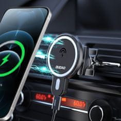 DUDAO Magnetic držač mobitela za auto sa bežičnim punjačem 15 W, crno