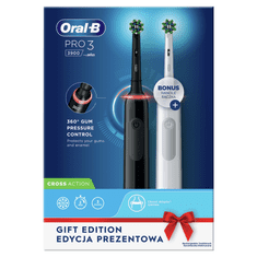 Oral-B Pro 3 - 3900 električne četkice za zube, Braun dizajn, crno-bijeli 