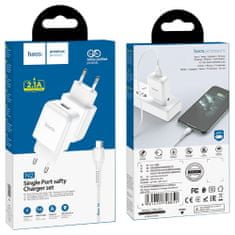 Hoco N2 pametni kućni punjač, s USB utikačem i Micro USB kabelom za punjenje, bijeli