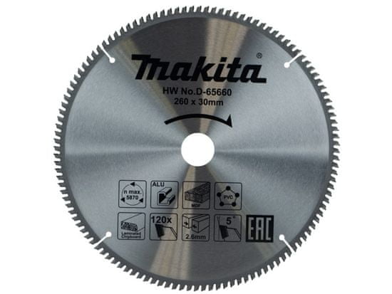 Makita D-65660 list pile TCT, 260 x 30 mm, 120T