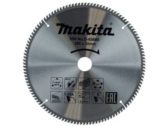 Makita D-65660 list pile TCT, 260 x 30 mm, 120T