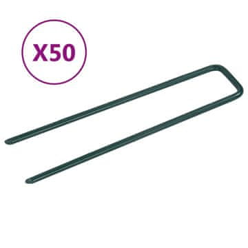 Vidaxl Umjetni klinovi za travu 50 kom. željezni u obliku slova U