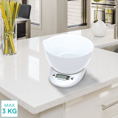 Platinet OBSKWB kuhinjska vaga s posudom, funkcija TARE, automatsko isključivanje, LCD zaslon, maks. 5 kg, posuda 600 ml