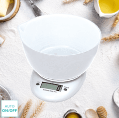 Platinet OBSKWB kuhinjska vaga s posudom, funkcija TARE, automatsko isključivanje, LCD zaslon, maks. 5 kg, posuda 600 ml