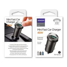 Joyroom C-A35 auto punjač USB-C / USB PD QC 45W 5A, siva