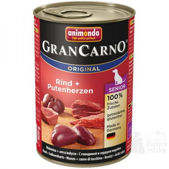 Animonda mokra hrana za starije pse GranCarno, piletina + pureća srca, 6 x 400g