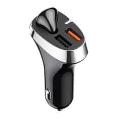 Joyroom Car Charger auto punjač s bežičnom slušalicom QC, 2x USB 2.1A 30W, crno