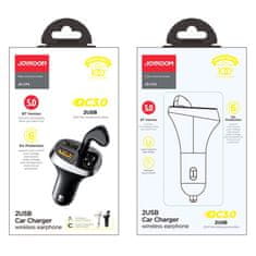 Joyroom Car Charger auto punjač s bežičnom slušalicom QC, 2x USB 2.1A 30W, crno