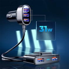 Joyroom Multi Ports auto punjač 5x USB 6.2A, crno