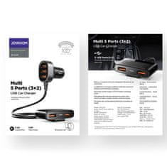 Joyroom Multi Ports auto punjač 5x USB 6.2A, crno