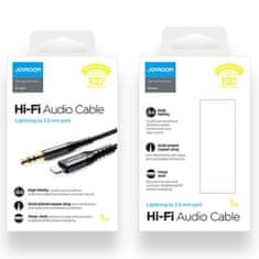 Joyroom Hi-Fi Audio kabel 3.5 mm jack / Lightning 1m, crno