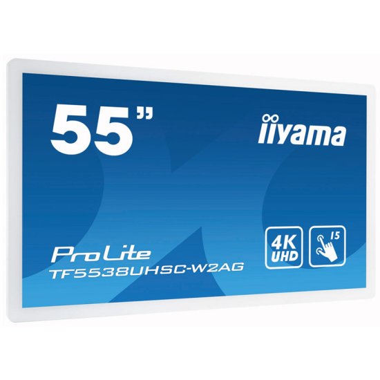 iiyama ProLite TF5538UHSC-W2AG monitor, 139cm (55), na dodir, IPS, 4K Ultra HD, PCAP, bijeli