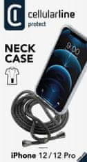 CellularLine Neck-Case zaštitna maska s crnom vrpcom za oko vrata za Apple iPhone 12 Pro, prozirna (NECKCASEIPH12MAXK)