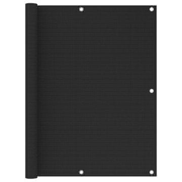 Vidaxl Balkonski zastor crni 120 x 600 cm HDPE