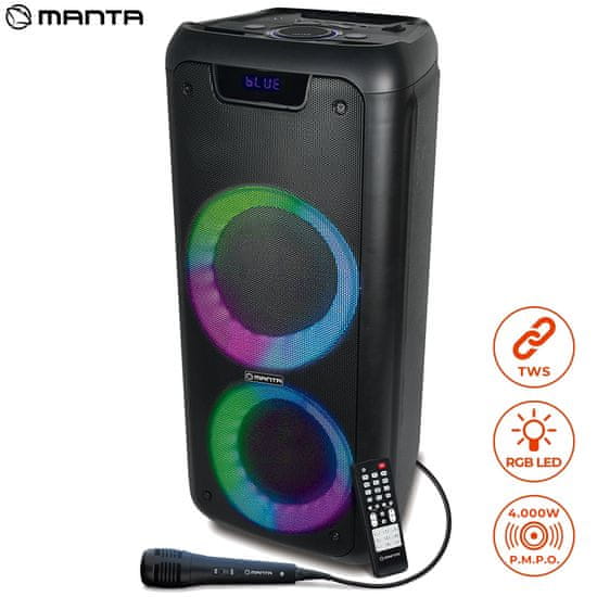 Manta SPK5210 karaoke zvučnik, True Wireless, 4000 W P.M.P.O