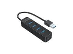 Orico TWU3-4A USB hub, 4 vhodi, USB 3.0, 0,15 m, crni