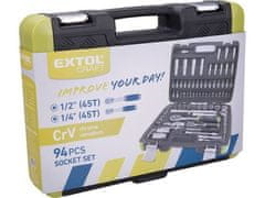 Extol Craft Utičnica (918094) set od 94 dijela, CrV, 1/4" i 1/2"