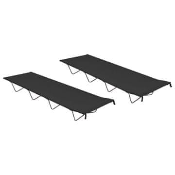 Vidaxl Kamp kreveti, 2 kom, 180x60x19 cm, tkanina i čelik, crni