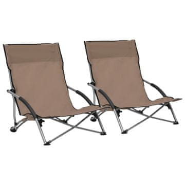Vidaxl Sklopive stolice za plažu, set od 2, taupe, presvlake od tkanine