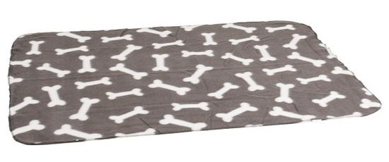 Karlie deka od flisa, motiv kost, 100x70 cm, siva
