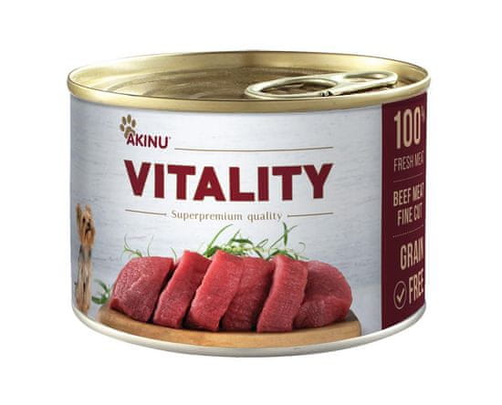 Akinu VITALITY konzerva za pse, sitno sjeckana govedina, 16 x 200 g
