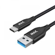 MAX USB 3.0 - USB-C kabel, 2 m, pleteni, crni (UCC2B)