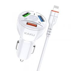 Kaku KSC-493 auto punjač za iPhone 12, USB 3.0, Lightning, 1 m, bijel