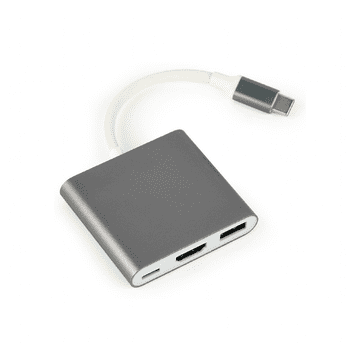 CABLEXPERT Adapter USB-C 3-u-1, USB-C, HDMI, USB-A tamno sivi