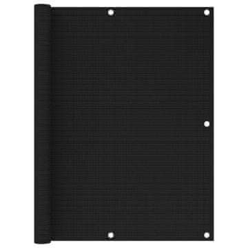 Vidaxl Balkonski zastor crni 120 x 500 cm HDPE