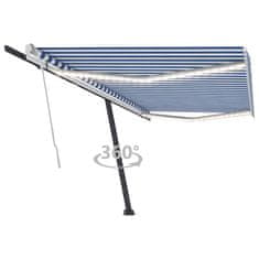 Vidaxl Tenda na ručno uvlačenje LED 500 x 350 cm plavo-bijela