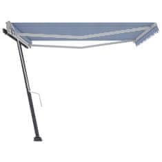 Vidaxl Samostojeća tenda na ručno uvlačenje 450 x 350 cm plavo-bijela