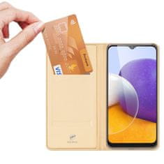 Dux Ducis Skin Pro preklopna kožna maska za Samsung Galaxy A22 4G, zlato