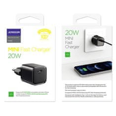 Joyroom Mini Fast Charger punjač USB-C PD QC 20W, crno