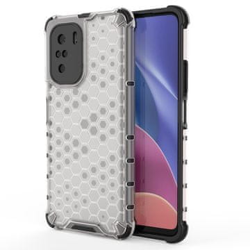 HURTEL Honeycomb maska s TPU branikom za Xiaomi Redmi K40 Pro+/K40 Pro/K40/Poco F3, prozirna