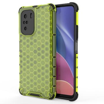 HURTEL Honeycomb maska s TPU branikom za Xiaomi Redmi K40 Pro+/K40 Pro/K40/Poco F3, zelena