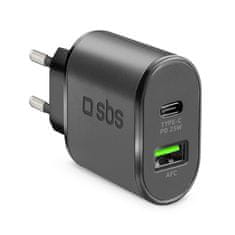 SBS Ultra Fast adapter USB-C 25W, USB-A 18W, crna