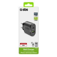 SBS Ultra Fast adapter USB-C 25W, USB-A 18W, crna
