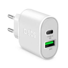 SBS Ultra Fast adapter USB-C 20W, USB-A 18W, bijela
