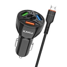 Kaku Car Charger auto punjač 3xUSB QC 4.8A 20W + Micro USB kabel, crno